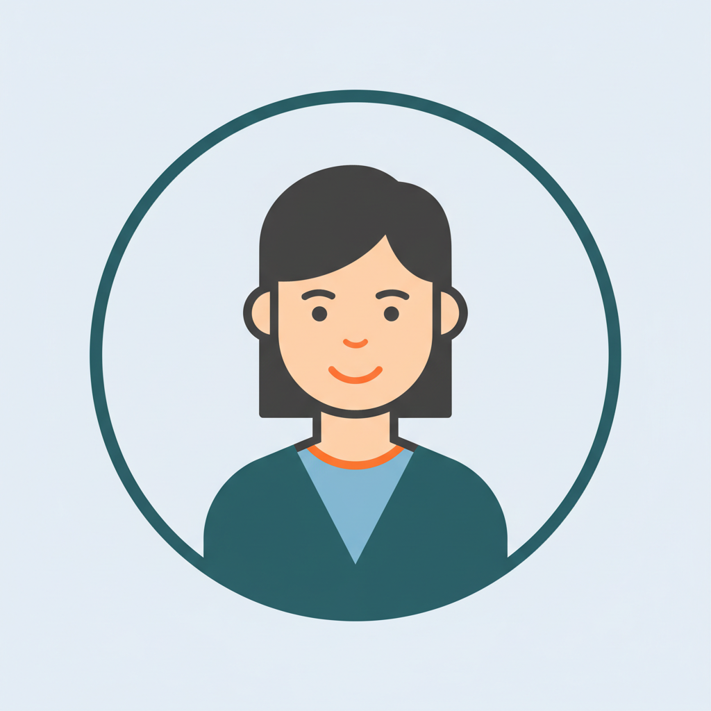 Square avatar-style icon for a testimonial: minimal, flat design illustration of a generic professional person (no identifiable real person), in a circle on a light background, using a simple, modern color palette that fits a digital agency brand. High contrast, clean lines, no text.